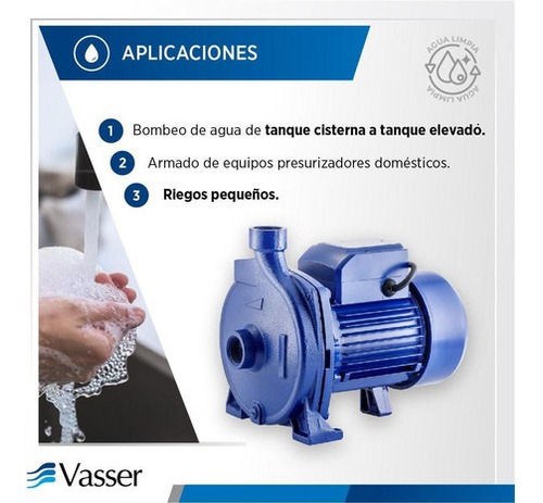 Imagen 2 de 3 de Bomba De Agua Centrífuga Qc150 Vasser 1.5hp 36mts 90 L/min