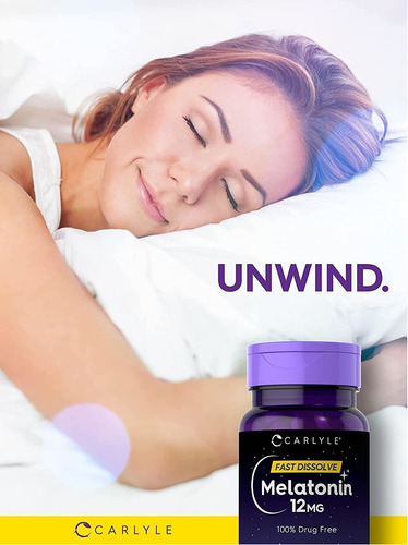 Imagen 4 de 4 de Carlyle Melatonina 12 Mg De Disolución Rápida 180 Tabletas, Ayuda A Fomentar Hábito De Descanso, Sabor Natural A Bayas, Probado En Laboratorio, Ingredientes De Confianza, Calidad Superior, Vegetariano