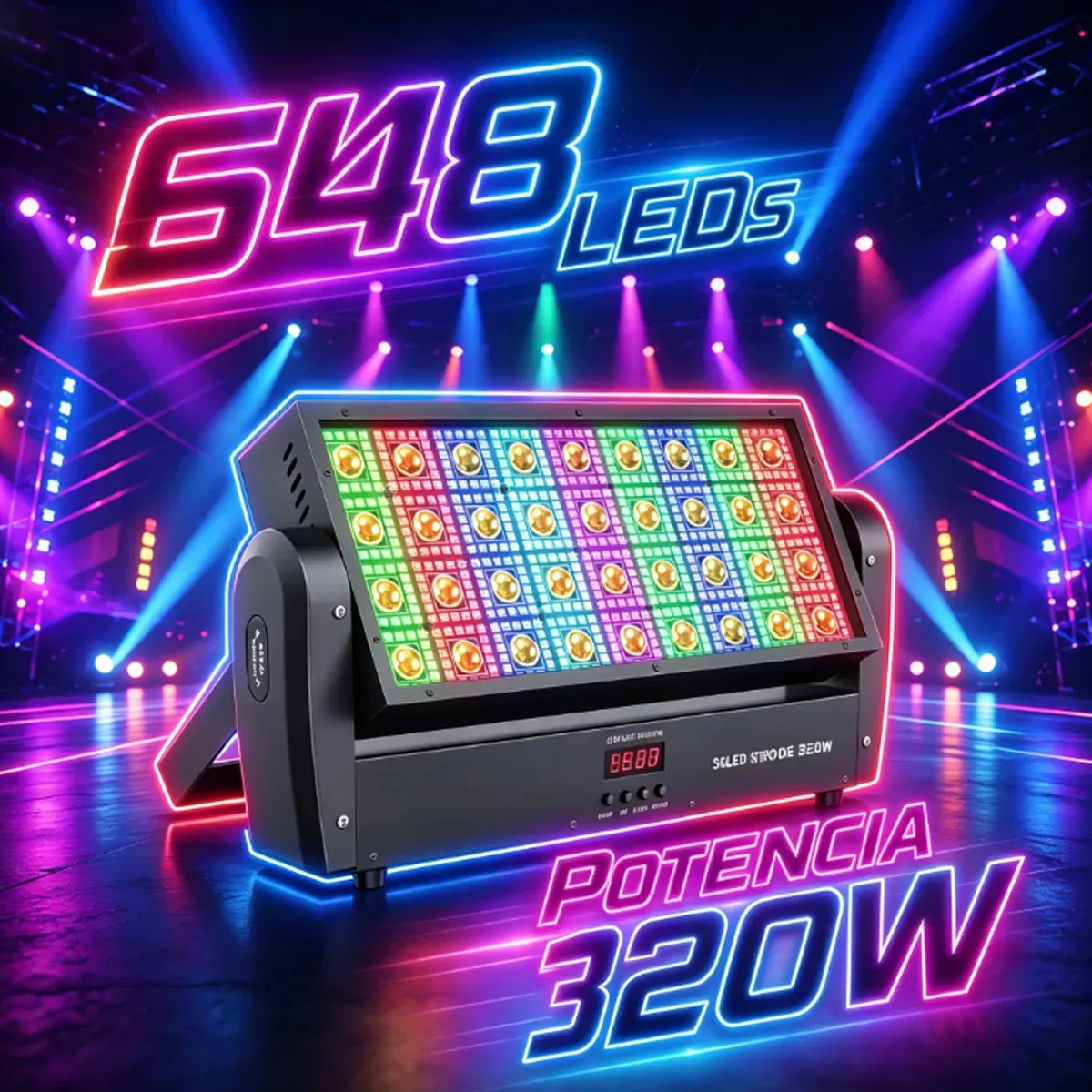320W Luces De Escenario Para Fiesta RGBW Estroboscópicas Con 648 LEDs, Compatible DMX512 Y Con Control Remoto Incluido,Perfecto Para Halloween, Dj, Fiestas Y Espectáculos
