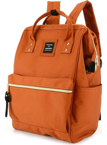 Mochila Nobutaki Clasica Urbana Bolso Unisex Impermeable Color Naranja