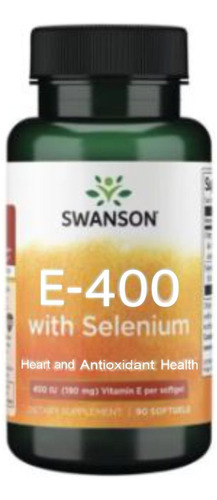 Vitamina E-400 Con Selenio - Swanson - 268mg - 90 Serv