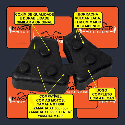 Imagem 2 de 7 de Kit Coxim Bucha Da Coroa + Graxa Xt 600 660 66 Tenere Mt03