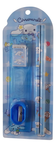 Set Sacapuntas Goma Regla Y 2 Lapices De Cinnamoroll