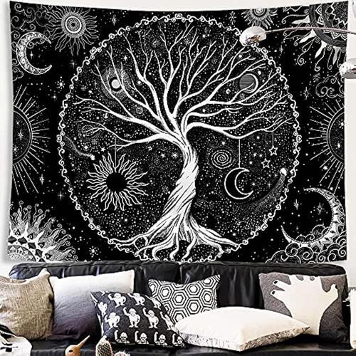 Tapiz Spenlife Tree Of Life Tapiz Blanco Y Negro Tapiz Galax