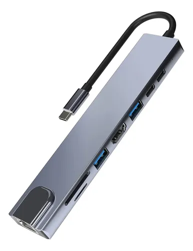 comprar Hub Usb 8 En 1 Tipo C A Rj45 Hdmi Usb A 3.0 - 2dm Digital