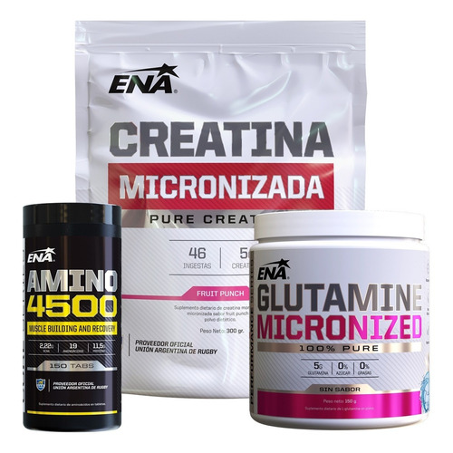 Glutamina + Creatina + Amino 4500 Ena Crecimiento Definido