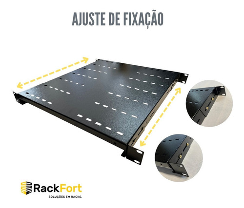 Bandeja Fixa Ventilada 1 U X 500 Mm Rack Padrão 19 Rackfort Cor Preto