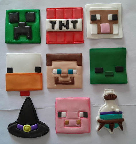 Souvenir Lapiceros Porcelana Fría Nro Nombre - Minecraft X10