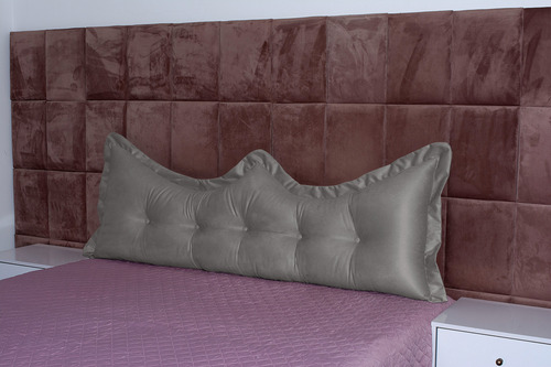Almofada Encosto Coroa Queen 160 Cm Cinza Liso