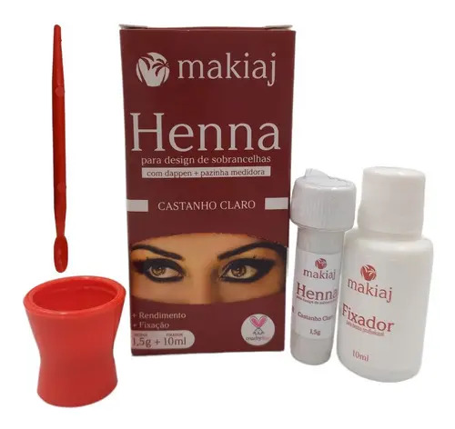 Henna para Sobrancelhas Makiaj Castanho Claro com Pá Medidora