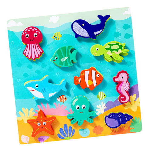Peg Puzzle Juguete Montessori De Madera Rompecabezas Mar