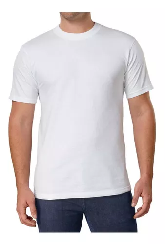 Camiseta Hombre Blanca Cuello Redondo 100% Algodón 6pz