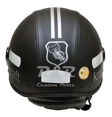 Capacete Kraft Com Aba Pala Couro Preto Custom Harley 56