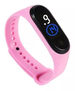 Relogio Led Digital Adulto Infantil Unisex Esporte Bracelete Cor da correia Rosa Cor do fundo Preto