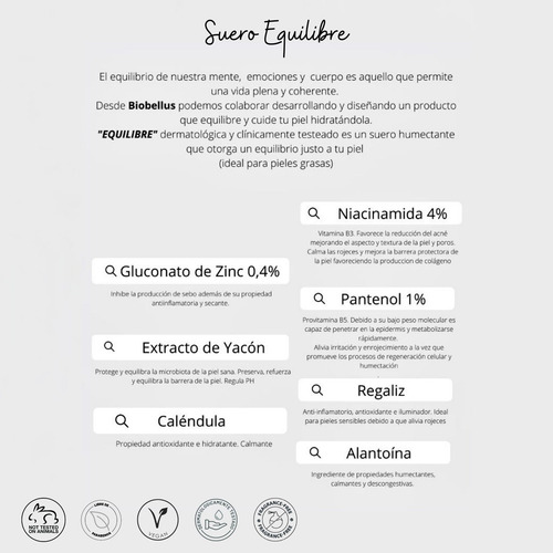 Imagen 4 de 4 de Suero Facial Equilibre Biobellus x 30 ml