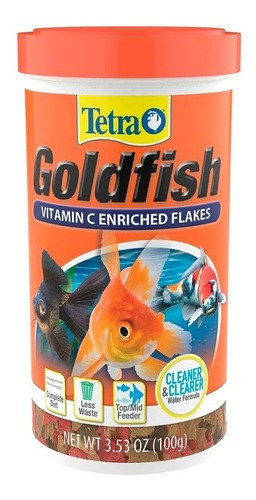 Alimento En Hojuelas Escamas Tetra Goldfish Para Peces En Acuarios Y Peceras De Agua Fria Como Golfish Y Bailarinas En Tarro De 100gr