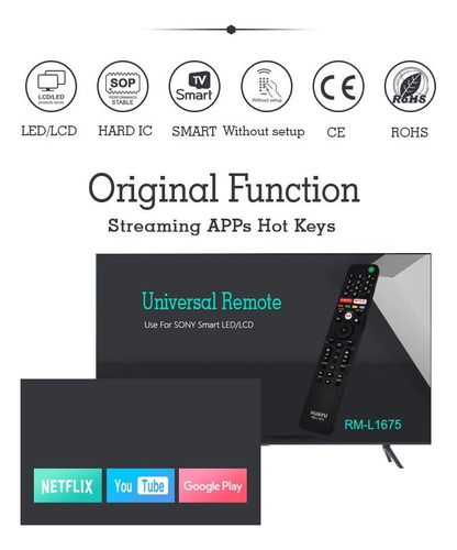 Control Para Sony Smart Tv Hd 4k Rmt-tx100u Rm-ed002