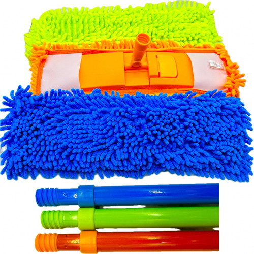 4 Trapeador Mop De Microfibra Rectangular Piso Sacudidor