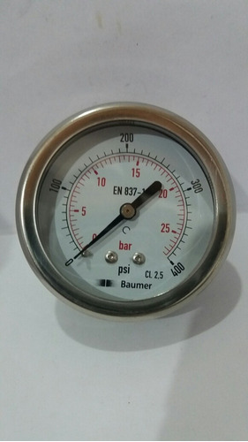 Manometro 0 A 400 Psi Dial 2 1/2 Con Glicerina