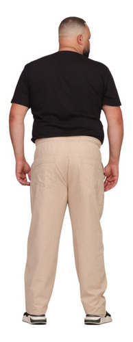 Imagem 3 de 5 de Calça Plus Size Masculina Sarja Modelagem Confortável Bolsos