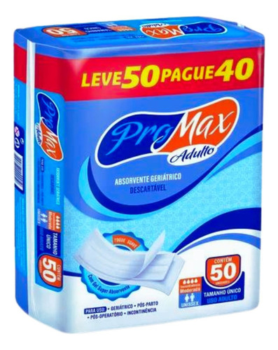 Absorvente Geriátrico Tamanho Único Com 50 Unid - Pro Max