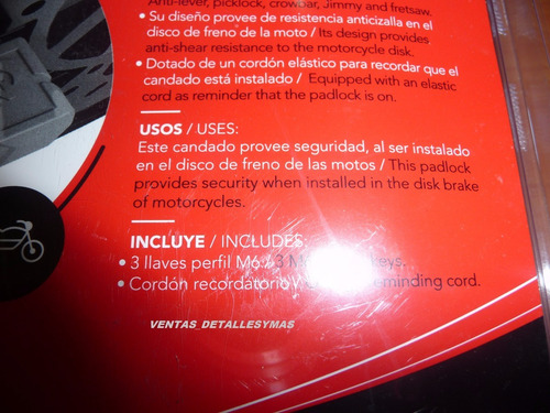 Imagen 4 de 4 de Candado Vulkan Motolock Cisa Anticizalla.