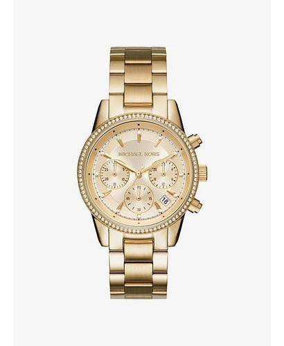 Michael Kors Ritz Mk6356 Gold Cronógrafo Reloj Mujer