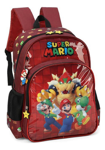 Mochila Escolar Infantil Luxcel Super Mario Vinho - 9441