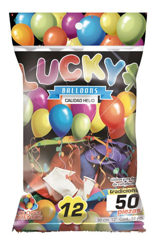 Globos Lucky Balloons #12, 50 Piezas Por Bolsa