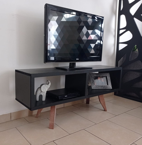 Mueble Mesa Para Tv Estilo Nórdico Negro 120 Cm Minimalista