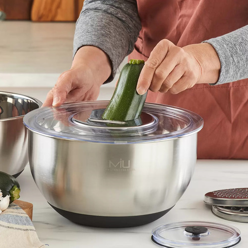 Miu Tazones Para Mezclar Con Tapas De Acero Inoxidable 11 Pz