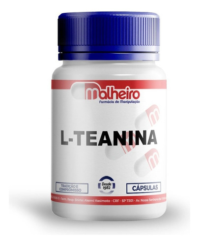 L Teanina 200mg 120 Cápsulas - L-theanine Sabor Sem sabor