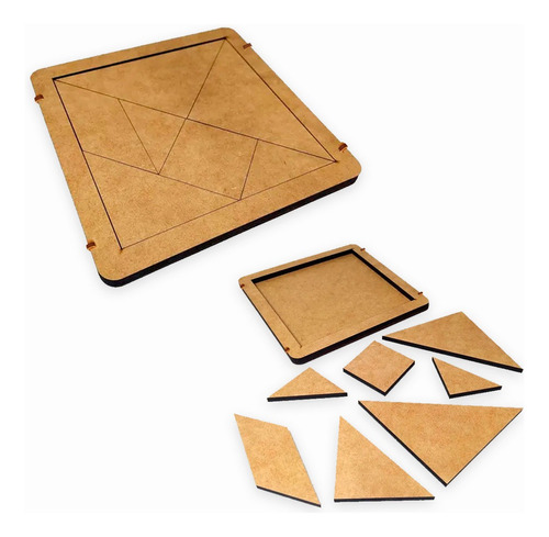 Tangram Juego Didáctico (20 Unidades) Fibrofácil Con Base