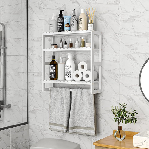 Estantes Para Baño 3 Niveles Ajustables Sobre Inodoro Blanco