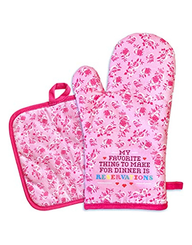 Living Royal 100% Cotton Oven Mitt Y Potholder Set - Decorat