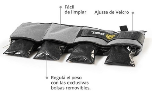 Imagen 4 de 6 de Tobillera Con Peso 3 Kg Sol Gym Rerforzadas Regulables X Par