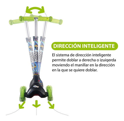 Imagen 5 de 10 de Monopatín Kossok Park - Plegable 3 Ruedas Luz Led - Infantil