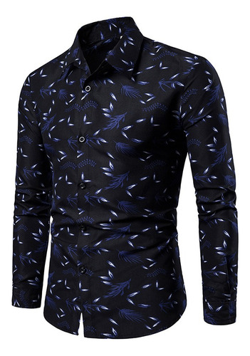 Estampado De Manga Larga En Camisa Masculina Casual Slim Fit