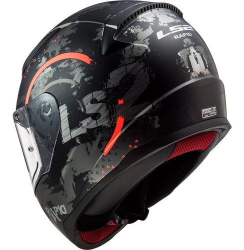 Imagen 6 de 9 de Casco Moto Integral Ls2 353 Rapid Circle Negro Mate Naranja