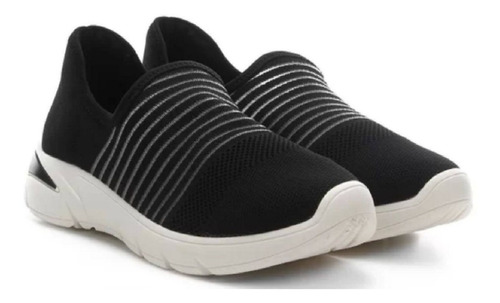 Tênis Jogging Malha Preto Elástico Bebece Confy