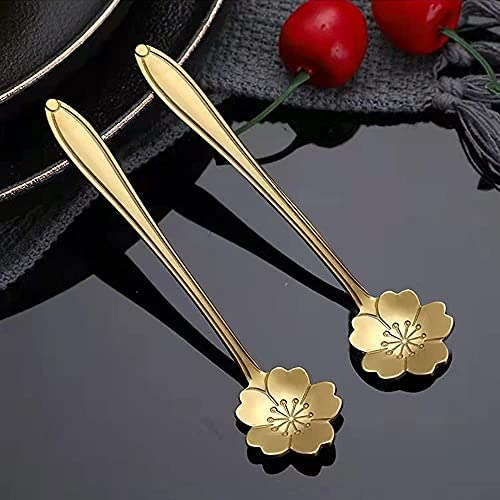 8 Cucharas De Café Con Flores De Acero Inoxidable, Cucharas