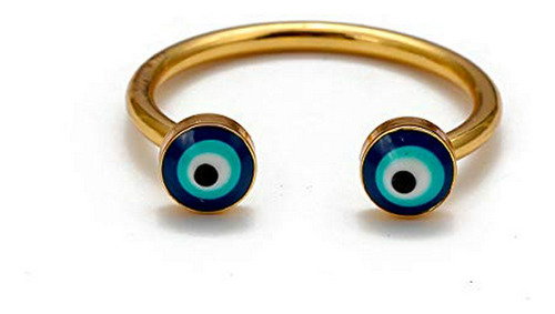 Anillos - Golden Evil Eye Open Finger Rings Adjustable Rhine