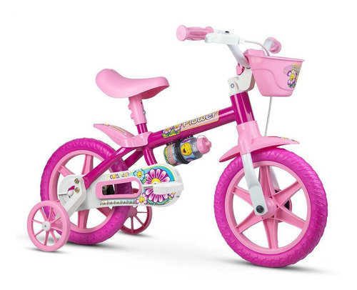 Bicicleta Bike Para Criança 3 A 5 Anos Aro 12 Flower Nathor