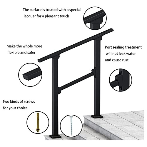 Rergy Pasamanos Para Escalones Al Aire Libre, Pasamanos De H