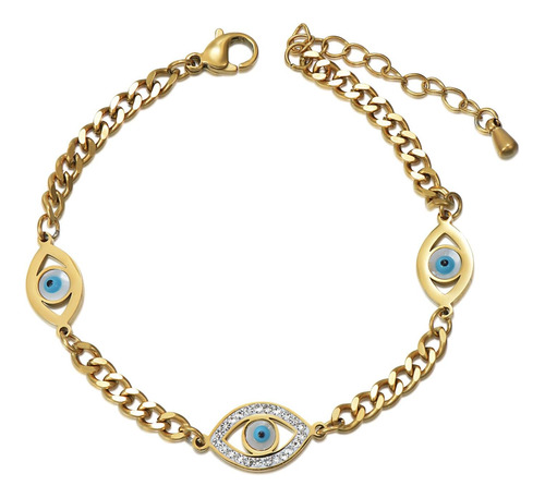 Vijashop Pulsera De Mal De Ojo Para Mujer Chapada En Oro Con