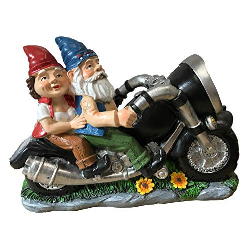 Gnomos Motociclistas Jardín Pareja Motocicleta, Figuri...