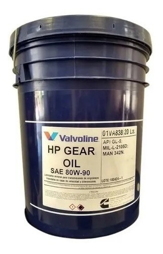 Aceite Valvoline 80w90 Hp Gear Oil (gl-5) X20lt