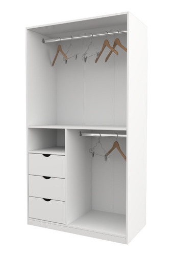 Armário Cabideiro Gaveta Misto M19 100% Mdf Closet / Arara Cor Branco