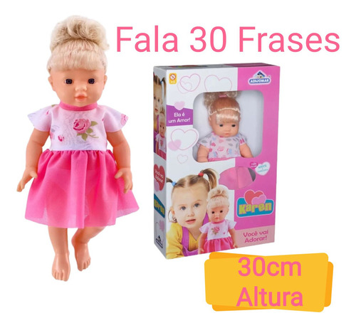 Boneca Karen 34 Cm Fala 30 Frases Infantil Menina Adijomar