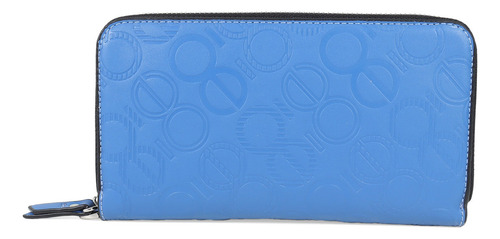 Cartera Cloe Gde Cierre Sencillo Troquelado Con Maneral Color Azul
